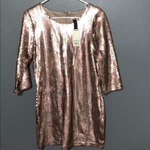 BB Dakota champagne sequin dress L NWT